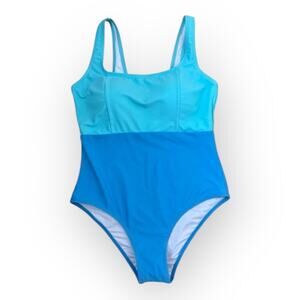 Women’s One-Piece Blue Colorblock Swimsuit Size 8